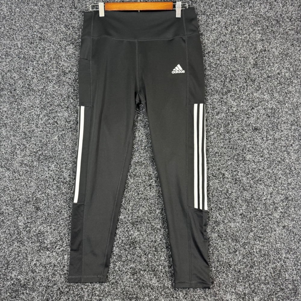 Adidas Aeroready Primegreen Leggings Womens L Black 3‎ Stripe Athletic Tights